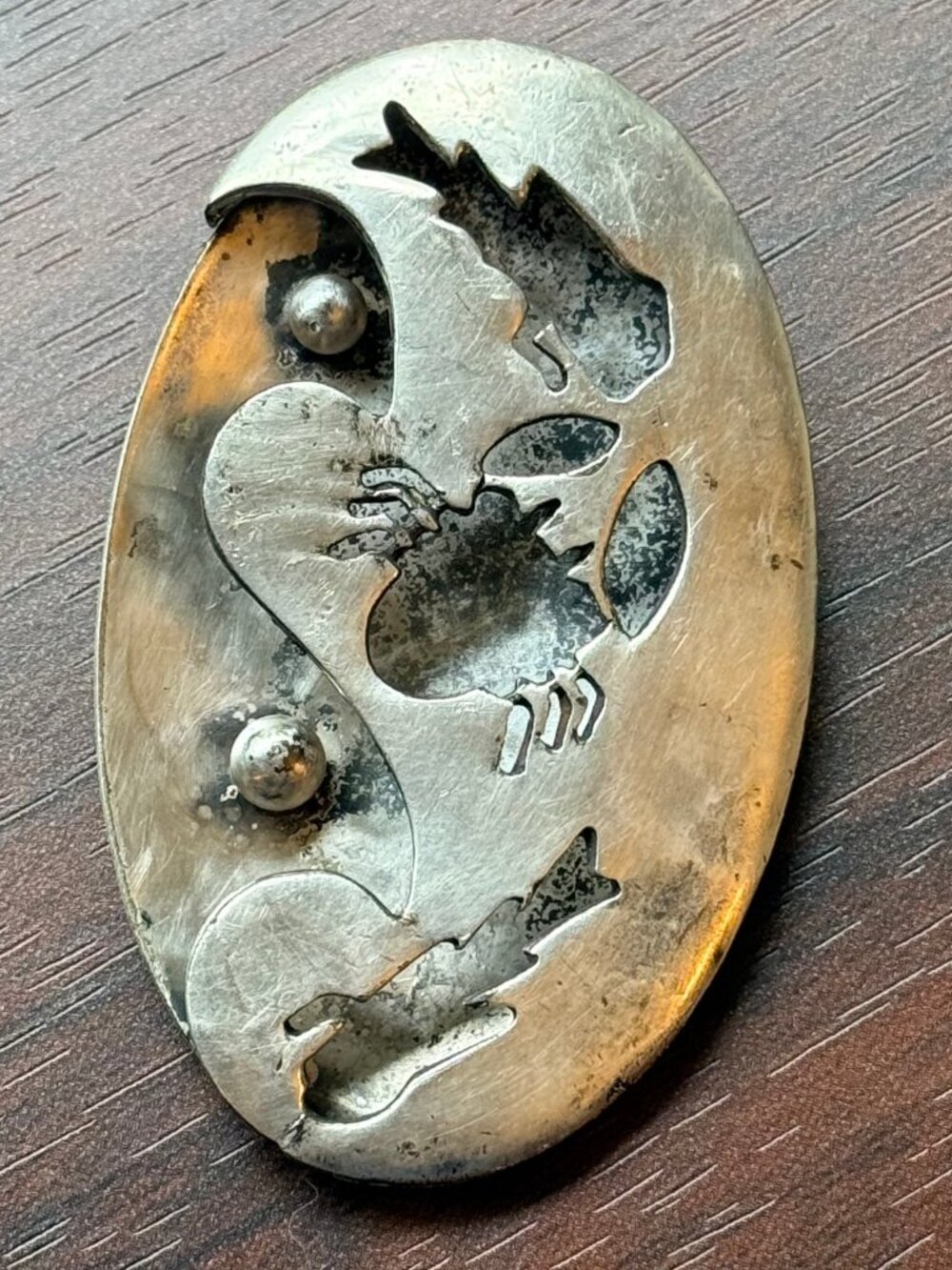 Unique Hector Aguilar for Coro Sterling Silver Pendant, Modified